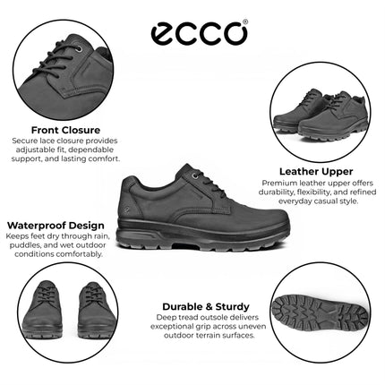 Ecco Men's Black Leather Waterproof Casual Shoes -  Rugged Track 25