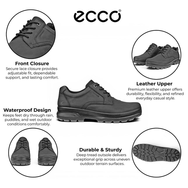 Ecco Men's Black Leather Waterproof Casual Shoes -  Rugged Track 25