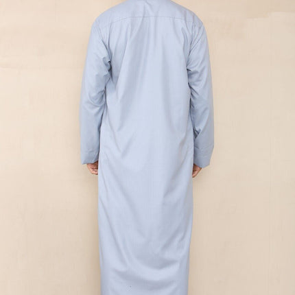 Mens Blue Thobe Jubba Saudi Ramadan Eid Islamic Kaftan Kaudara Arabic Jubbah