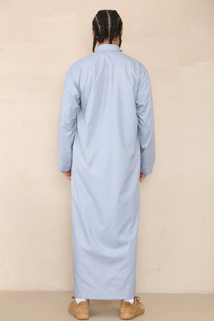 Mens Blue Thobe Jubba Saudi Ramadan Eid Islamic Kaftan Kaudara Arabic Jubbah