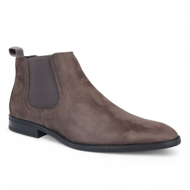 Men's Grey Suede Chelsea Boots Real Leather Lined Slip-On