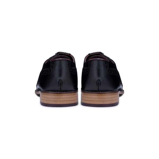Mens Classic Oxford Black Leather Gatsby Brogue Shoes