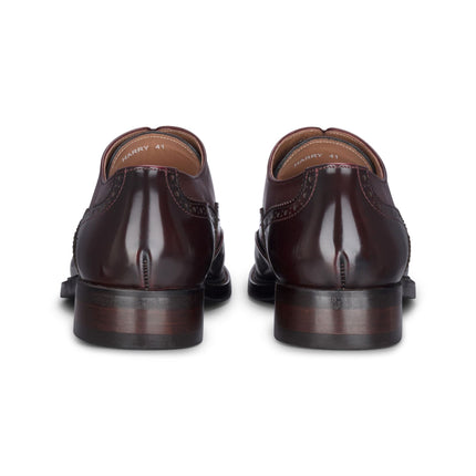 Justin Reess Men's Wine Patent Leather Brogue Formal Shoes - Harry