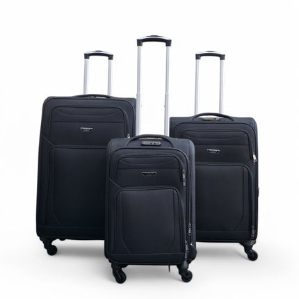 Soft Shell Lightweight Nylon Suitcase Set 4 Wheel Travel Case Holiday Bags