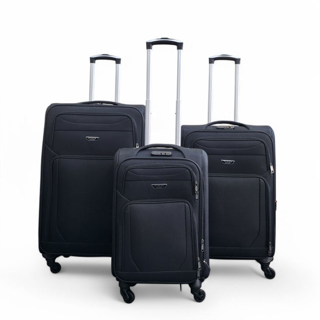 Soft Shell Lightweight Nylon Suitcase Set 4 Wheel Travel Case Holiday Bags