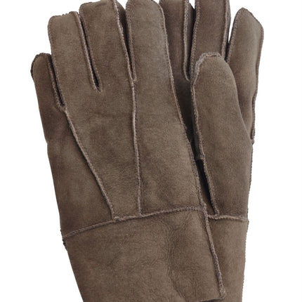 Infinity Leather Unisex Brown Sheepskin Suede Gloves with Roll Up/Down Cuff