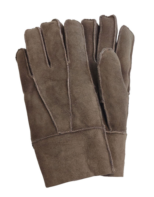 Infinity Leather Unisex Brown Sheepskin Suede Gloves with Roll Up/Down Cuff