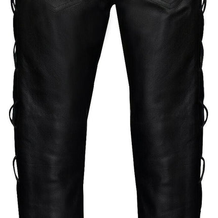 Mens Laced Leather Biker Jeans-Utah