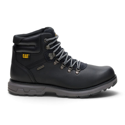 Caterpillar (CAT) Mens Black Leather Waterproof Lace Up Boots - Pursue Hiker