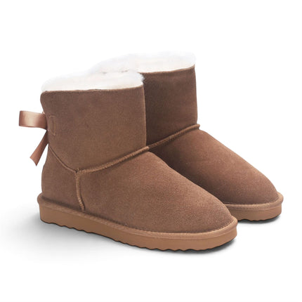 Women's Chestnut Tan Genuine Sheepskin Real Fur Winter Ankle Boots - Eclipse