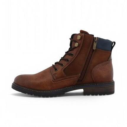 Mustang Men's Brown Faux Leather Winter Lace-Up Ankle Boots - M0031006