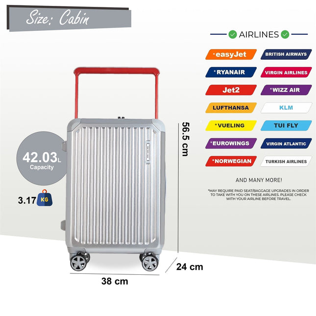 Hard Shell Rimowa Inspired TSA Cabin Luggage Suitcase Durable Spinner Carry-On