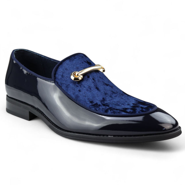 Men’s Smart Blue Loafers Leather Lined Velvet Slip-On Shoes