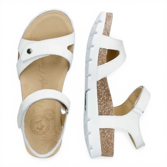 Panama Jack Women's Wedge White Leather Platform Sandals -  Sulia B1