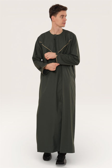 Men's Ramadan Green Moroccan Jubba Robe Djellaba Eid Thobe - TT-007