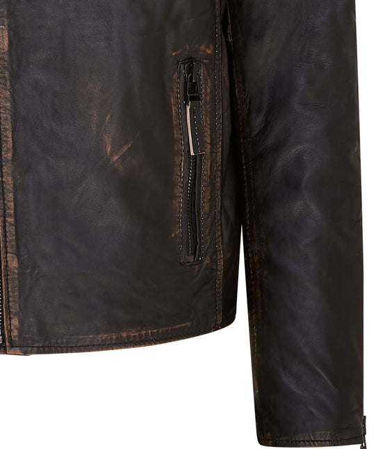 Mens Slim Fit Brando Style Double Cross Zip 100% Leather Biker Jacket