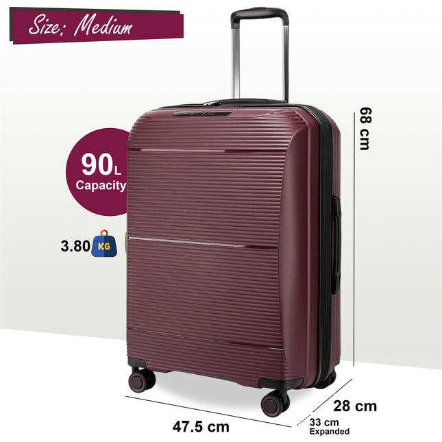 Expandable Hard Shell PP 8 Wheel Luggage Travel Cabin Holiday Bags Suitcase Set