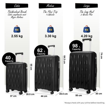 Hard Shell Suitcase Cabin TSA Luggage Travel Set