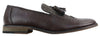 Mens Tasselled Brown Leather Tweed Brogue Slip On Loafers