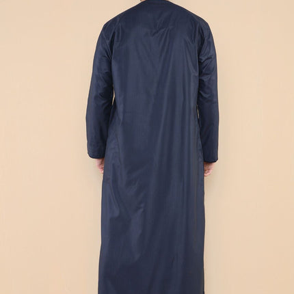 Mens Navy Thobe Jubba Saudi Islamic Arab Eid Emirati Kaftan Jubbah Tassel Robe