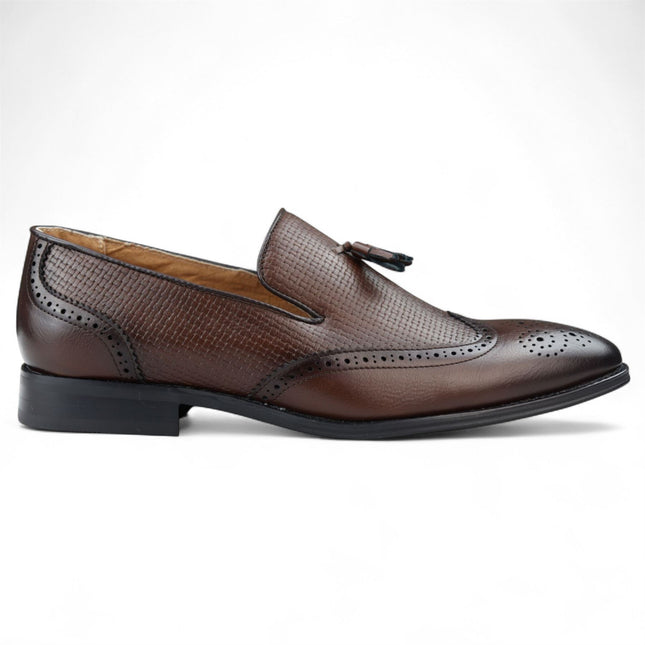Men's Brown Tassel Moccasin Loafers Smart Slip-On Dress Shoes
