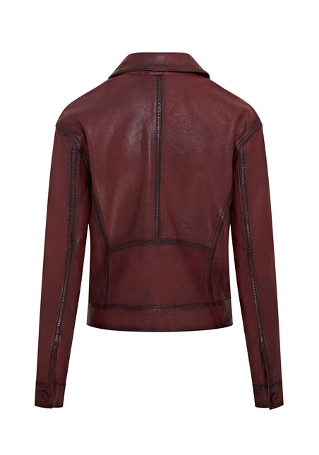 Womens Vintage Classic Lamb Leather Collared Biker Jacket