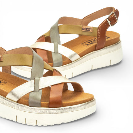 Pikolinos Women's Brown Leather Extra-Light Summer Wedge Sandals - Palma