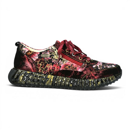 Laura Vita Women's Goth Victorian Floral Red Leather Trainer Sneaker - Burton-43
