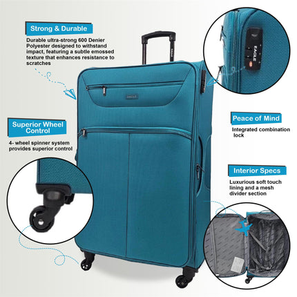 Lightweight Soft Suitcase Luggage Travel TSA Set