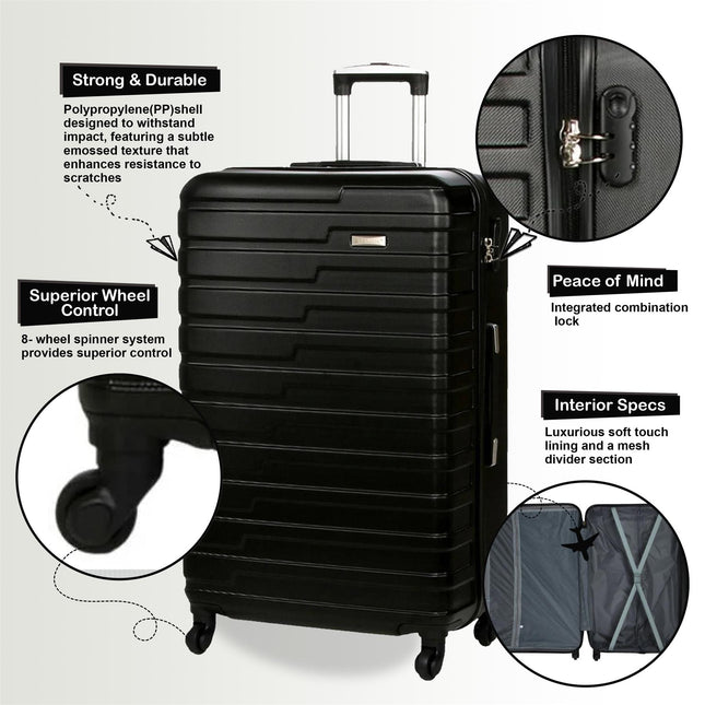 Robust Lightweight Hard shell Cabin Suitcase 4 Wheel Luggage