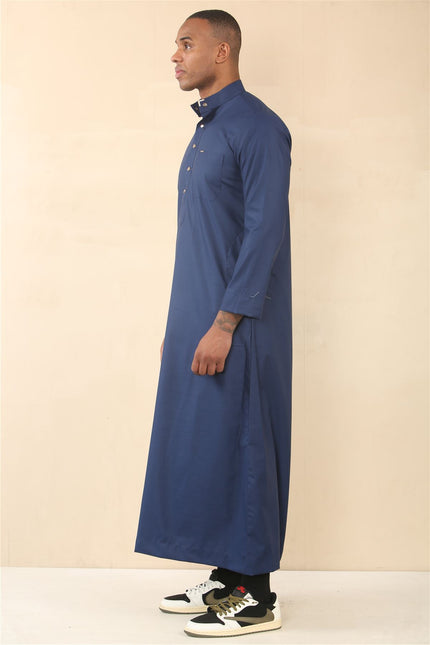 Men's Blue Thobe Arab Saudi Emirati Islamic Clothing Jubba Robe