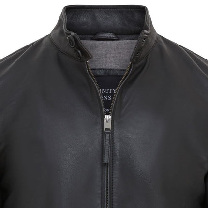 Men's Retro Black Casual Leather Varsity Bomber Jacket