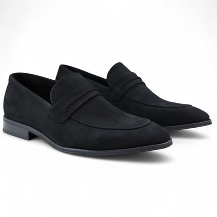 Men's Black Suede Moccasin Loafers Smart Slip-On Shoes
