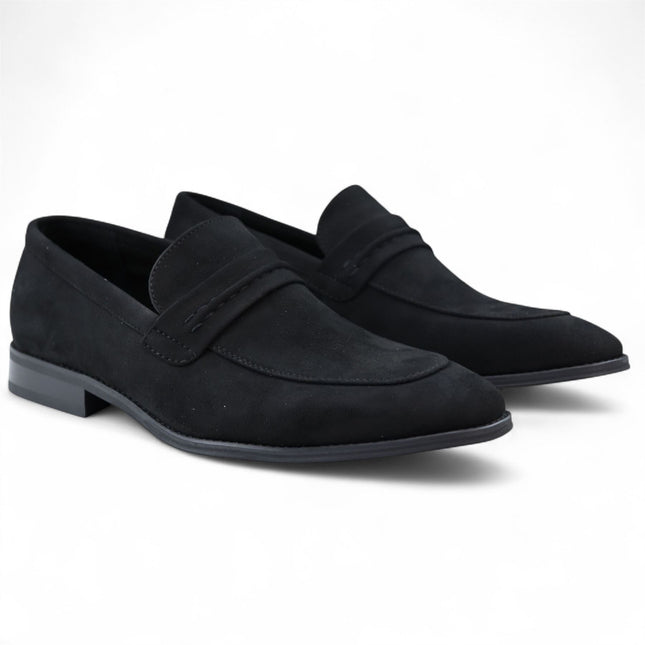 Men's Black Suede Moccasin Loafers Smart Slip-On Shoes