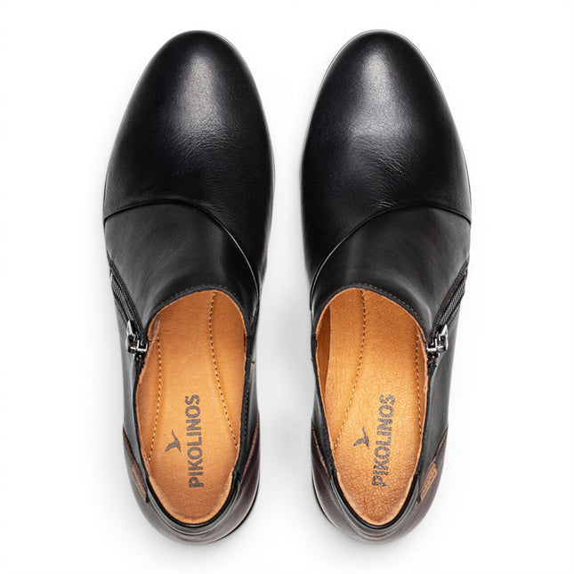 Pikolinos Women's Black Leather Low Heel Shoes - Malaga
