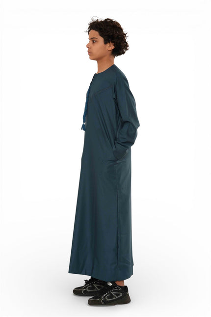 Kids Boys Ramadan Eid Blue Moroccan Jubba Robe Djellaba Thobe - K-TT008