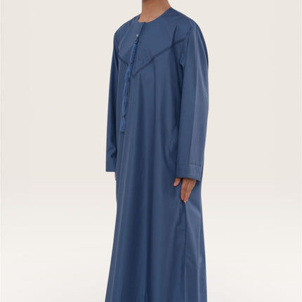 Kids Boys Eid Blue Moroccan Thobe Robe Djellaba Ramadan Eid Jubba- K-HM10