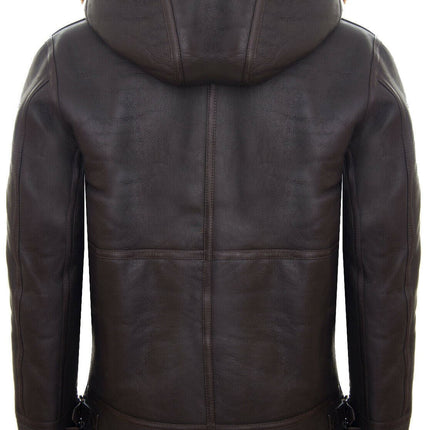 Mens Hooded Sheepskin Leather B3 Flying Jacket-Columbus