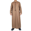 Men's Brown Thobe Emirati Islamic Jubba Robe Eid Tassel Slim Fit