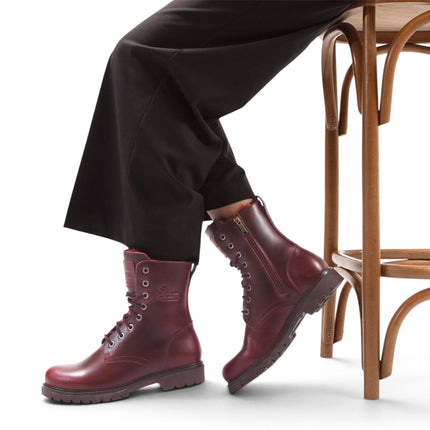 Panama Jack Women's Burgundy Waterproof Leather Warm Lace-Up Boots - Frisia-B45