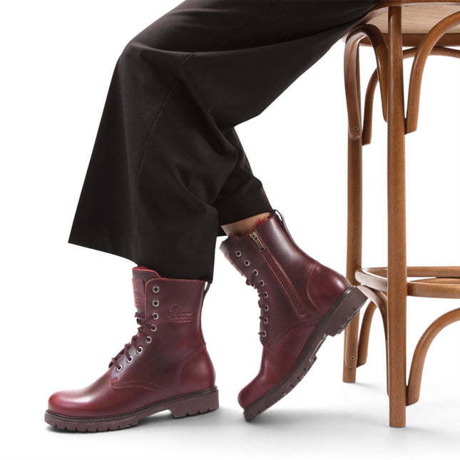 Panama Jack Women's Burgundy Waterproof Leather Warm Lace-Up Boots - Frisia-B45