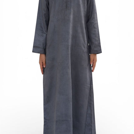 Kids Boys Hooded Eid Grey Moroccan Jubba Robe Ramadan Eid Thobe - K-HM12