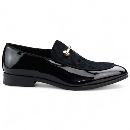 Men’s Smart Black Loafers Leather Lined Velvet Slip-On Shoes