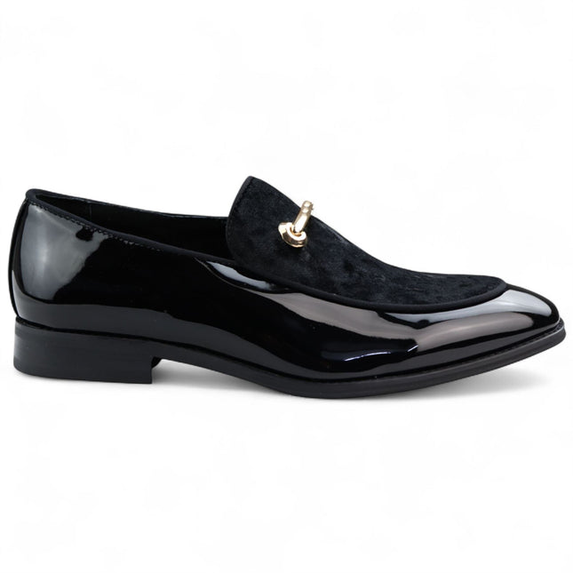 Men’s Smart Black Loafers Leather Lined Velvet Slip-On Shoes