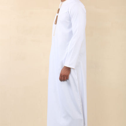Men's Omani Eid White Thobe  Saudi Emirati Jubba Robe