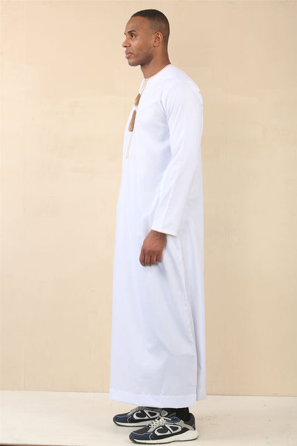Men's Omani Eid White Thobe  Saudi Emirati Jubba Robe