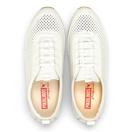 Pikolinos Men's White Leather Elastic Slip-on Sneaker Trainers Shoes - Liverpool