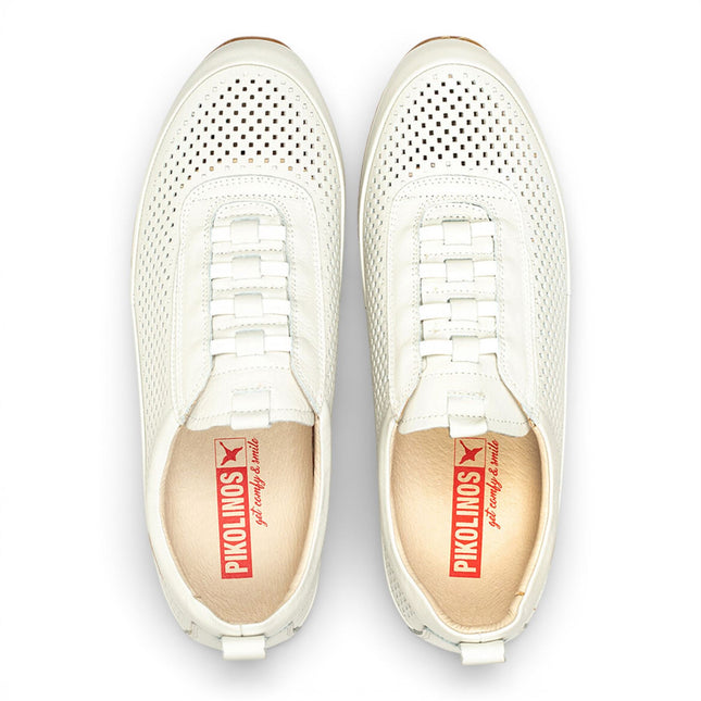 Pikolinos Men's White Leather Elastic Slip-on Sneaker Trainers Shoes - Liverpool