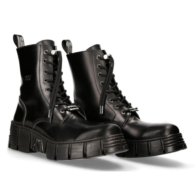 New Rock Boots Leather Ankle Tower Biker Boots-M-Wall026N-C5