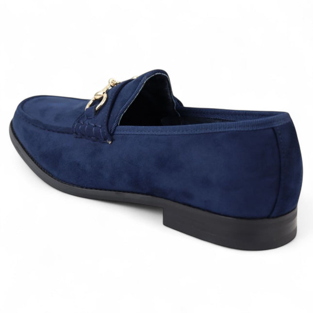 Men's Navy Suede Moccasin Leather Lined Loafers